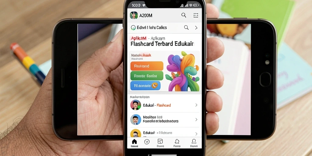 Tampilan antarmuka aplikasi Flashcard A200M yang interaktif dan menarik.
