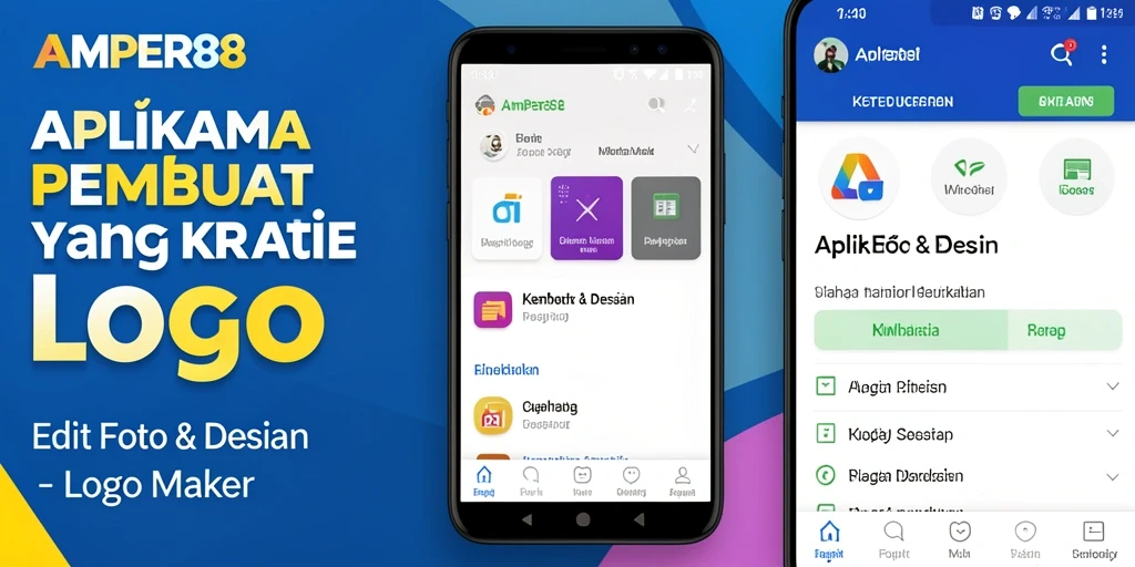 Tampilan antarmuka AMPER88 dengan fitur Logo Maker yang intuitif.
