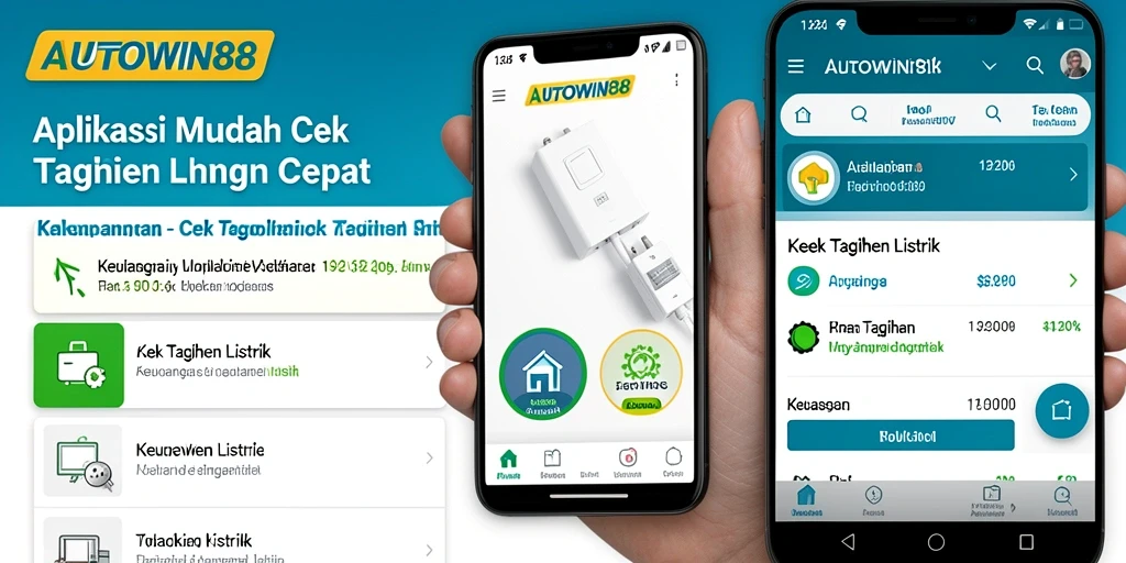 Antarmuka aplikasi AUTOWIN88 untuk cek tagihan listrik.
