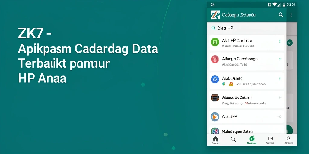 Tampilan antarmuka aplikasi ZK7 untuk cadangan data yang efisien.