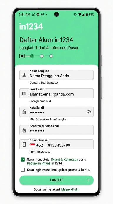 Cara Mudah Registrasi Akun in1234 untuk Pengguna Baru